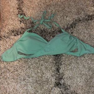 Teal cross bathing suit top